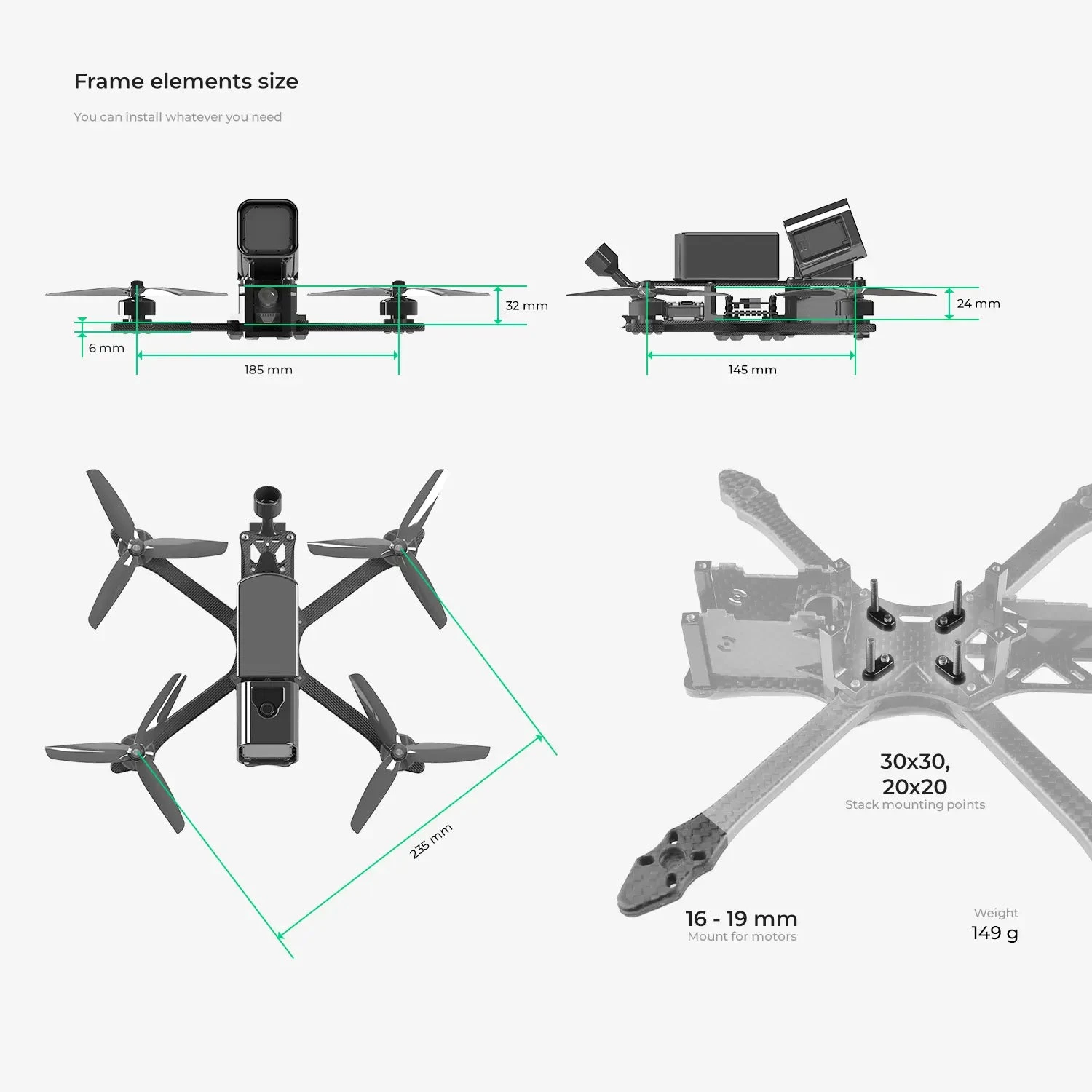 GRL FPV Pro 2 Freestyle Frame 5" 9 GRL FPV Pro 2 Freestyle Frame 5" - Image 9