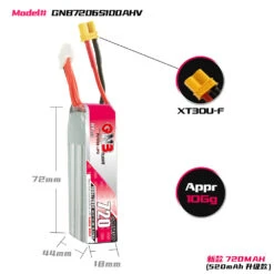 GNB 720mAh 22.8V 6S 100C HV Lipo Battery - XT-30