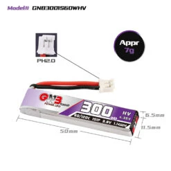 GNB 300mAh 3.8V 1S 60C HV Lipo Battery - PH.2.0 Pigtail