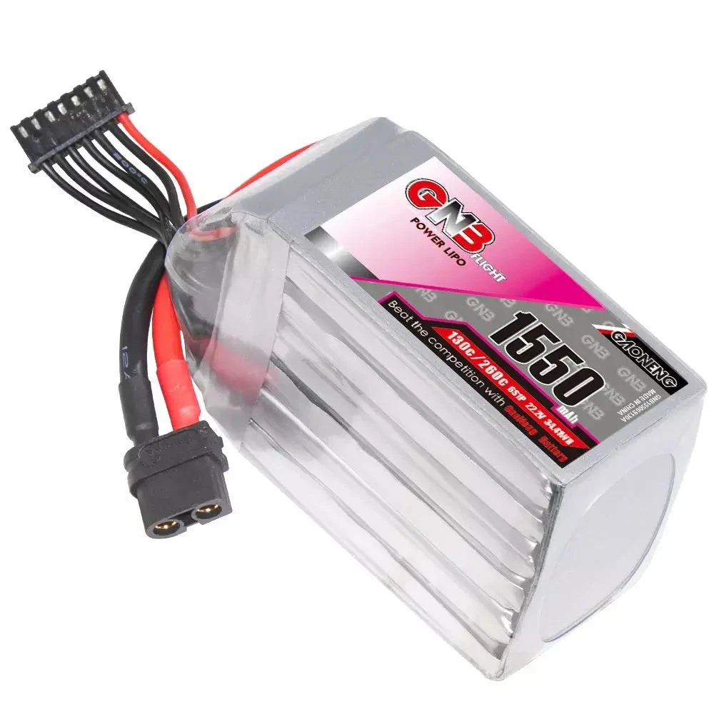 GNB 1550mAh 22.2v 6S 130C - XT60 Lipo Battery With Plastic Plate 1 GNB 1550mAh 22.2v 6S 130C - XT60 Lipo Battery With Plastic Plate