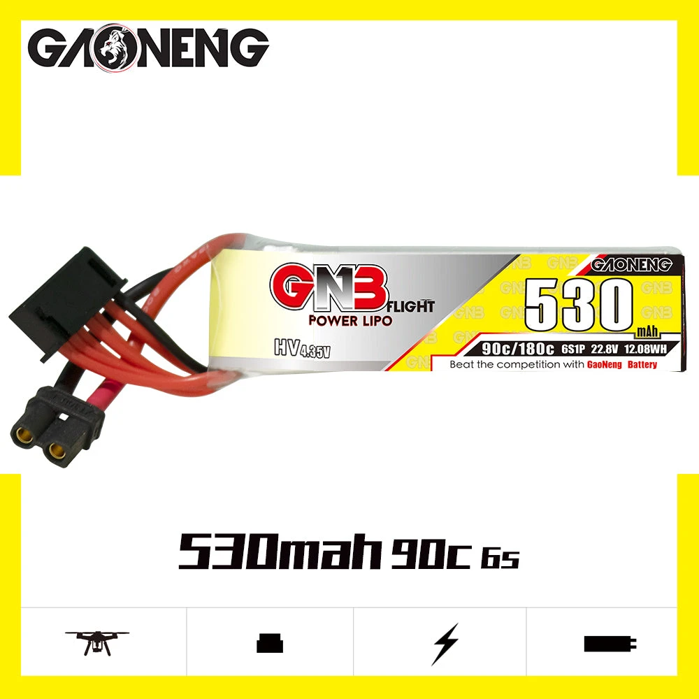GNB 530mah 6S 22.8V HV 90c LiPo Battery XT30 2 GNB 530mah 6S 22.8V HV 90c LiPo Battery XT30 - Image 2
