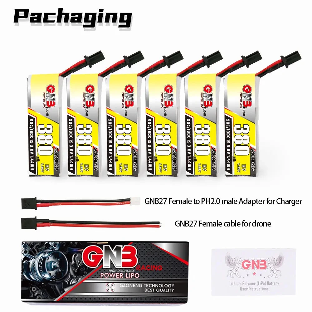 GNB 380mAh 1S 3.8V HV 90C Cabled For Emax NanoHawk 1 GNB 380mAh 1S 3.8V HV 90C Cabled For Emax NanoHawk