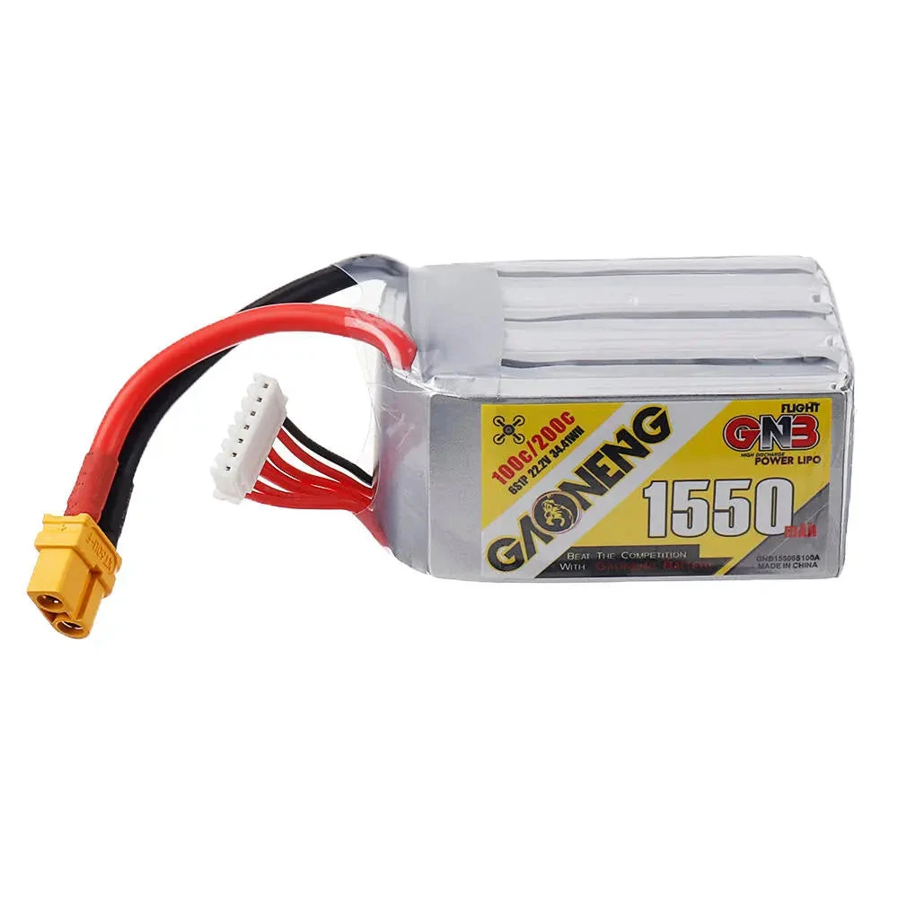 GNB 1550mAh 22.2v 6S 100C - XT60 Lipo Battery With Plastic Plate 1 GNB 1550mAh 22.2v 6S 100C - XT60 Lipo Battery With Plastic Plate